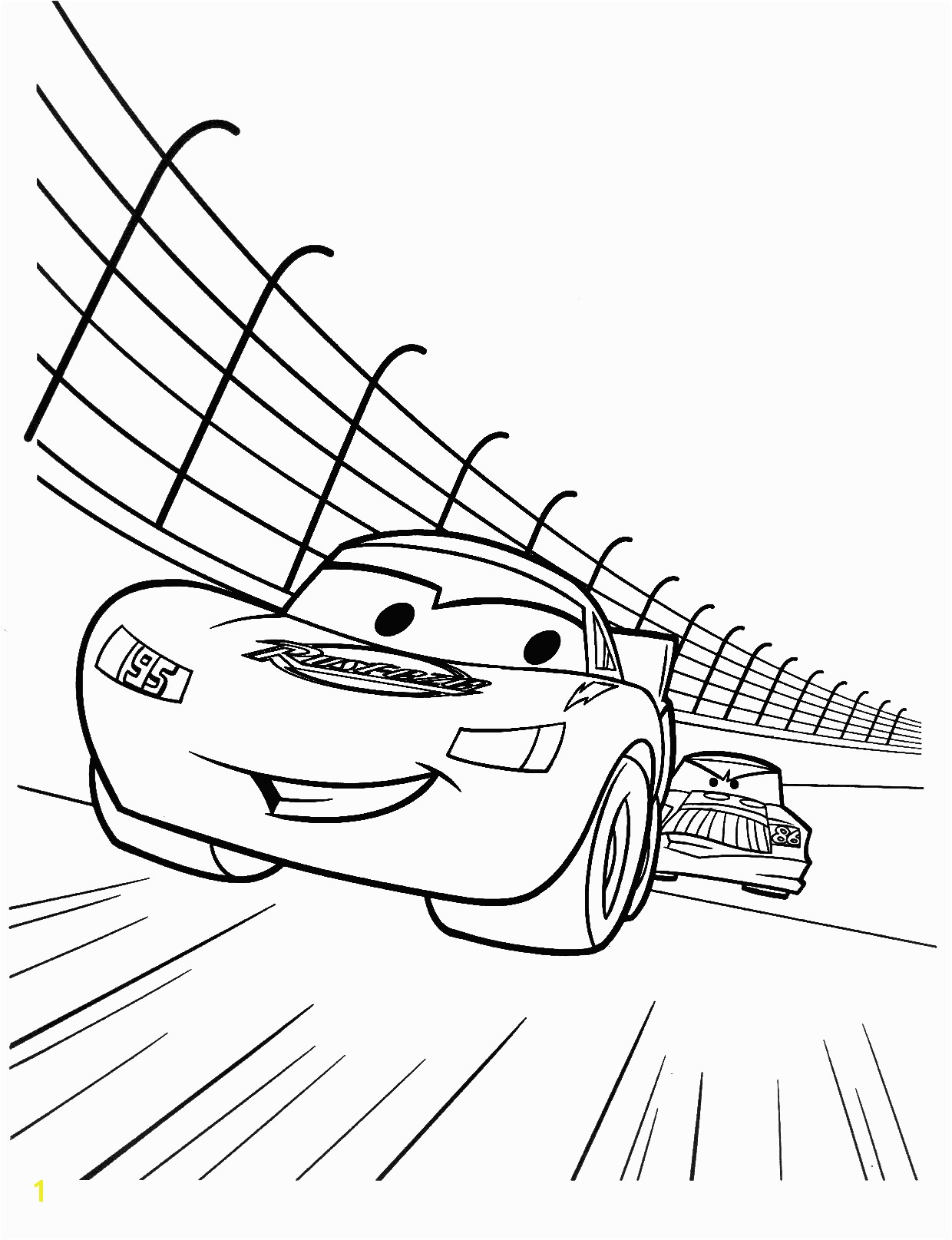 Free Lightning Mcqueen Coloring Pages Online Lightning Mcqueen and Chick Hicks Race Coloring Sheet Printable