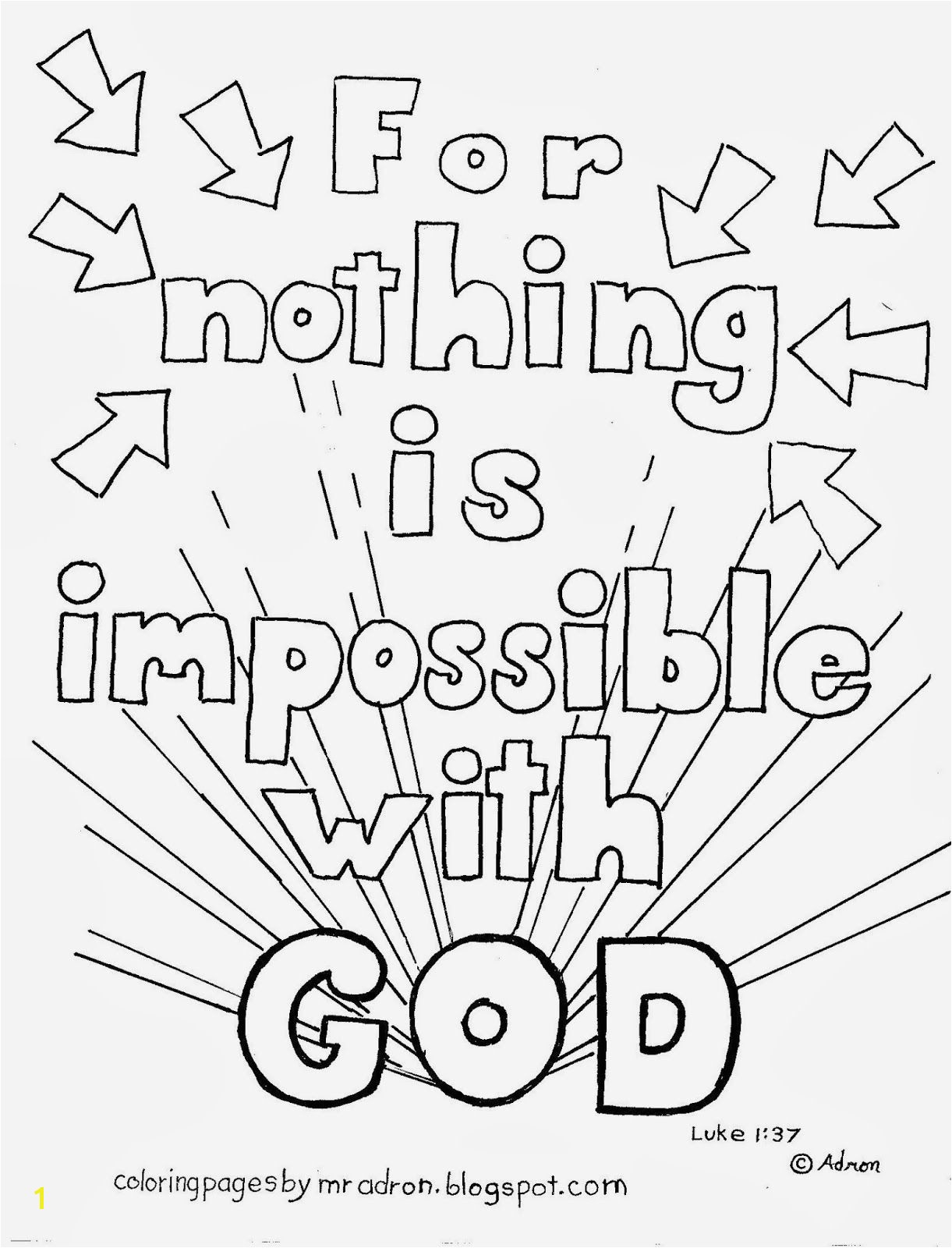 Coloring Pages for Kids by Mr Adron Nothing is Impossible for God Free Coloring Page Luke 1 37