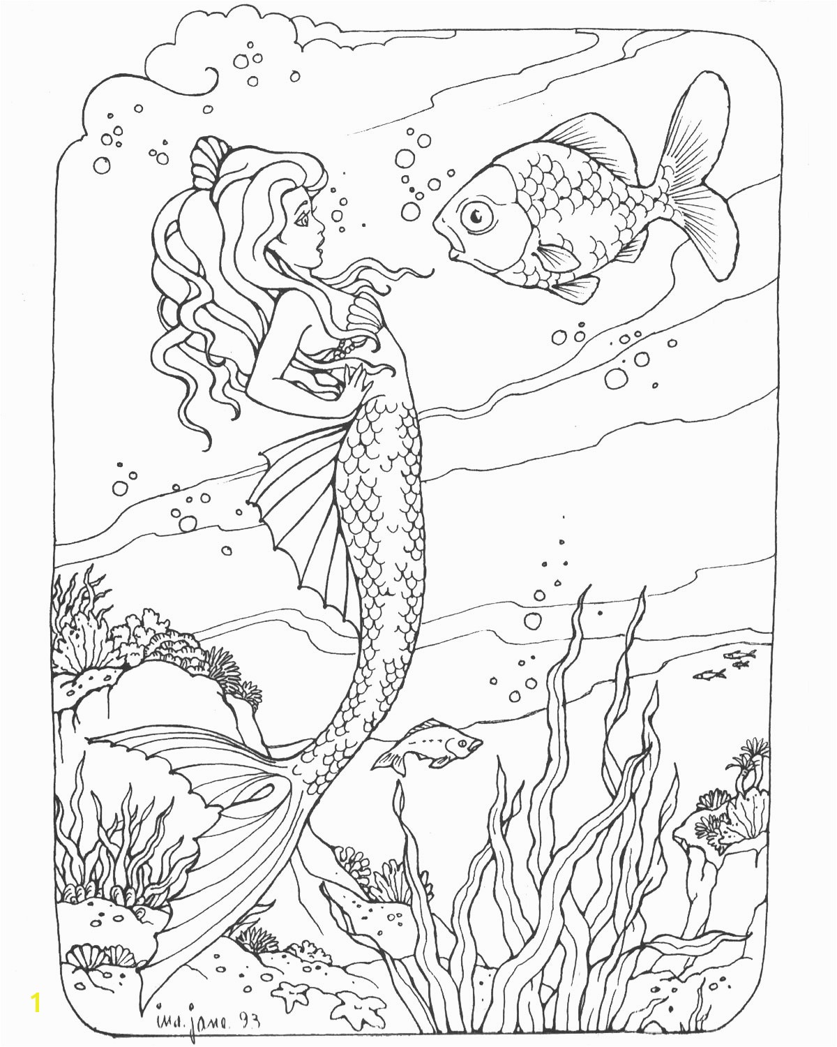 detailed mermaid coloring pages