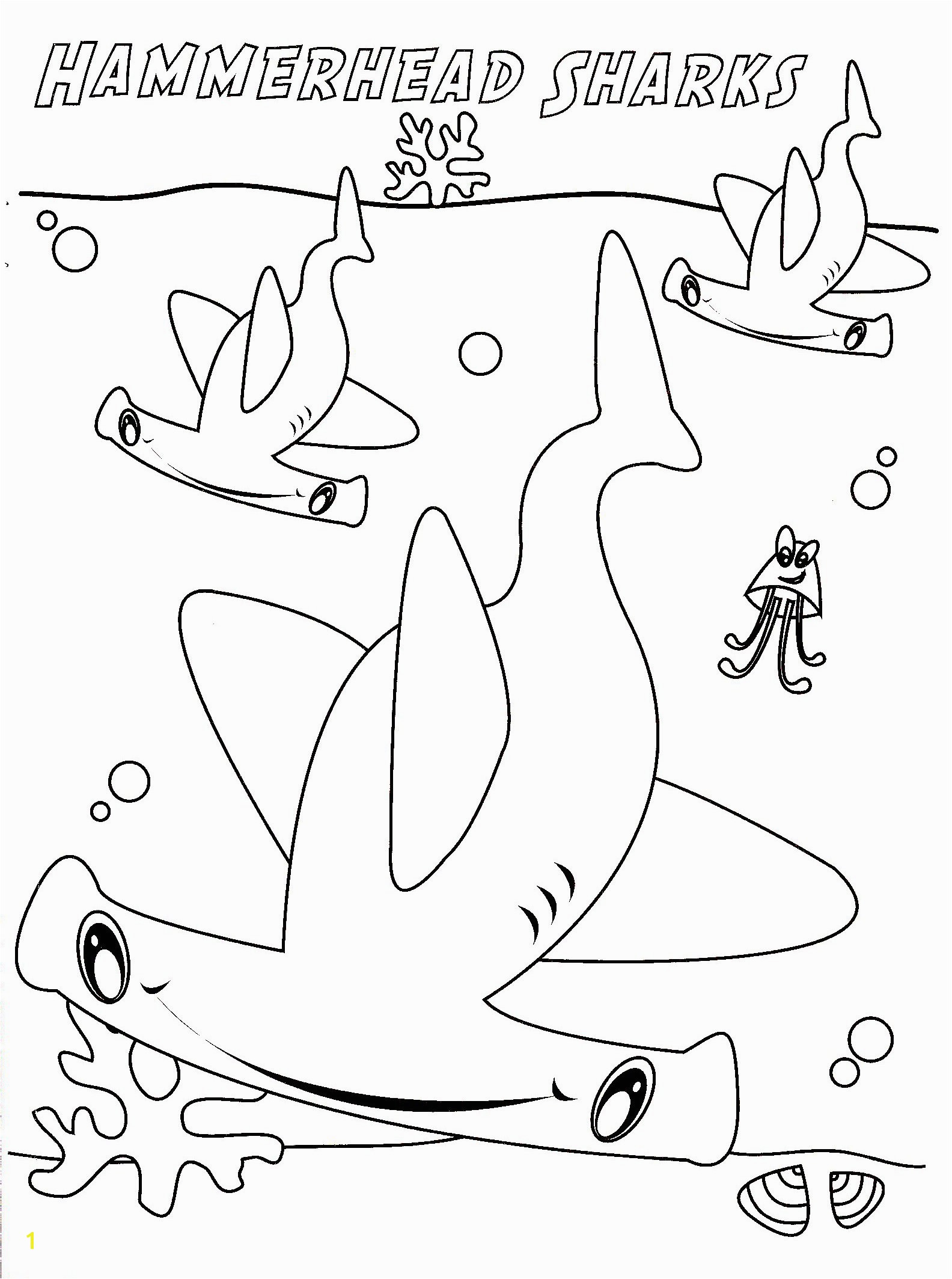 1584x2127 Hammerhead Shark Coloring Pages