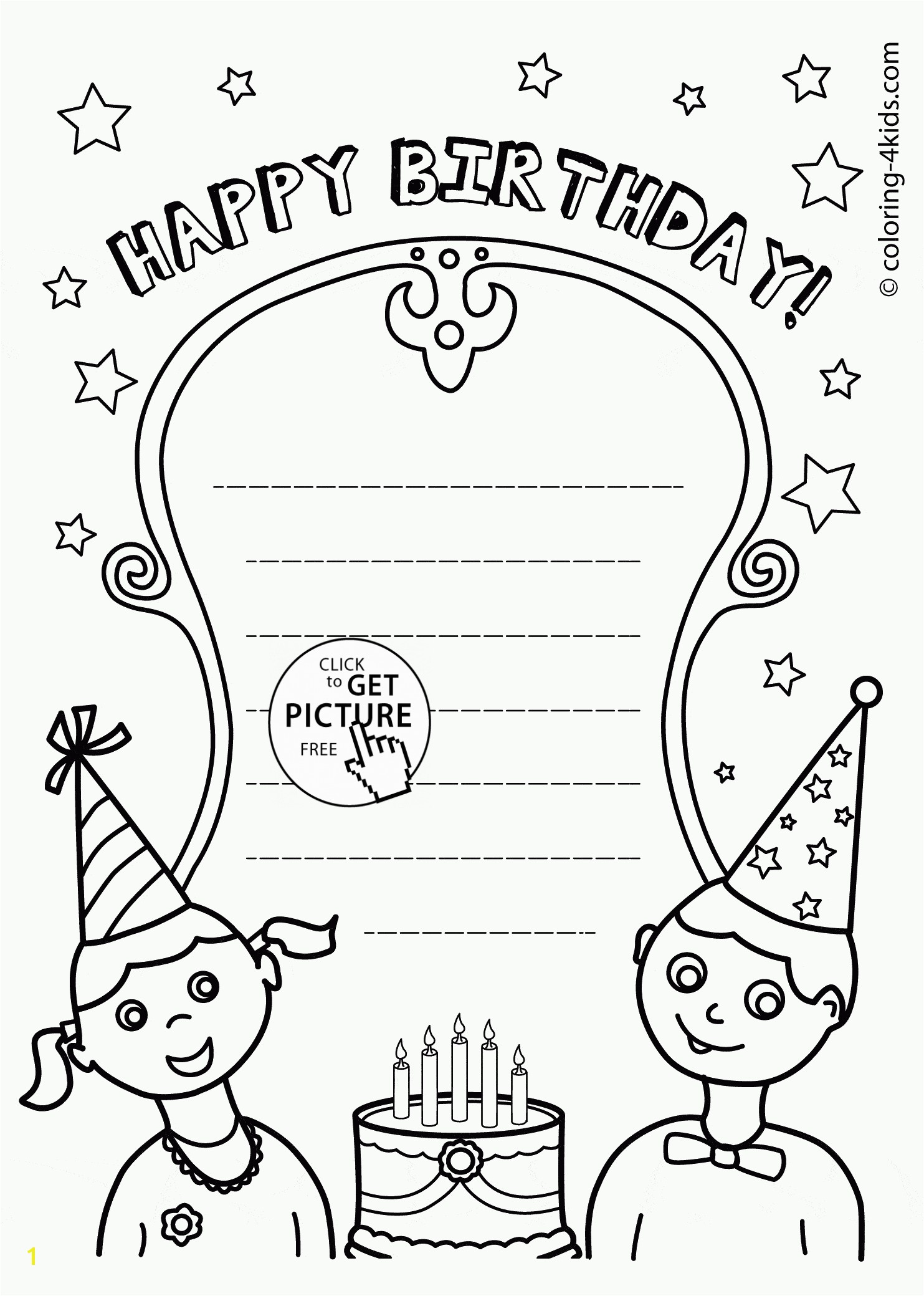 Nice Happy Birthday Card coloring page for kids holiday coloring pages printables free Wuppsy