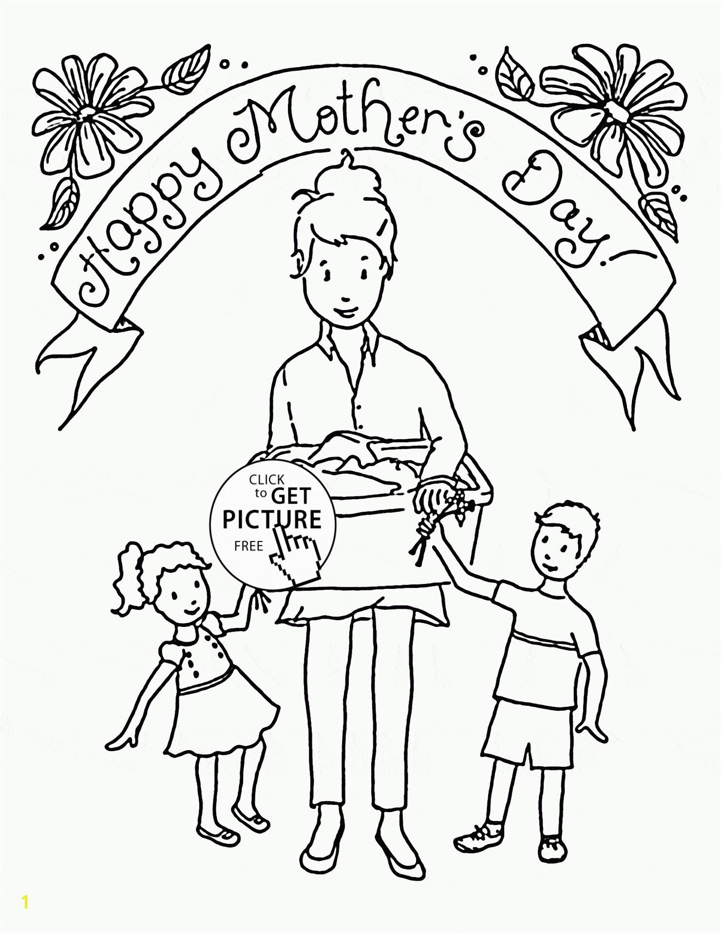 Coloring Pages Grandma Free 15 n Happy Mother and her kids Mother s