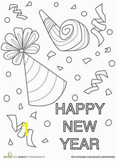Happy New Year Party Hats Coloring Page Church Stuff Pinterest