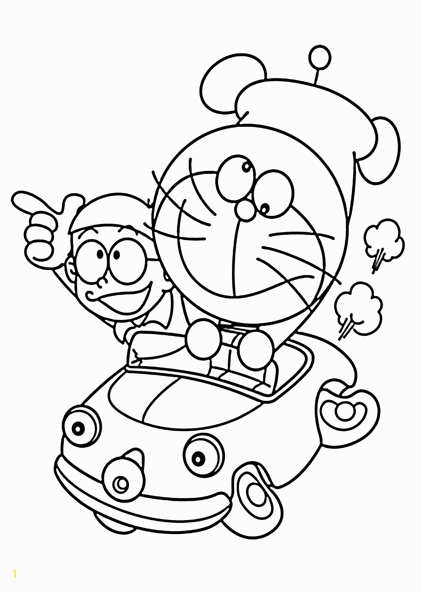 Doraemon in car coloring pages for kids printable free Doraemon cartoon