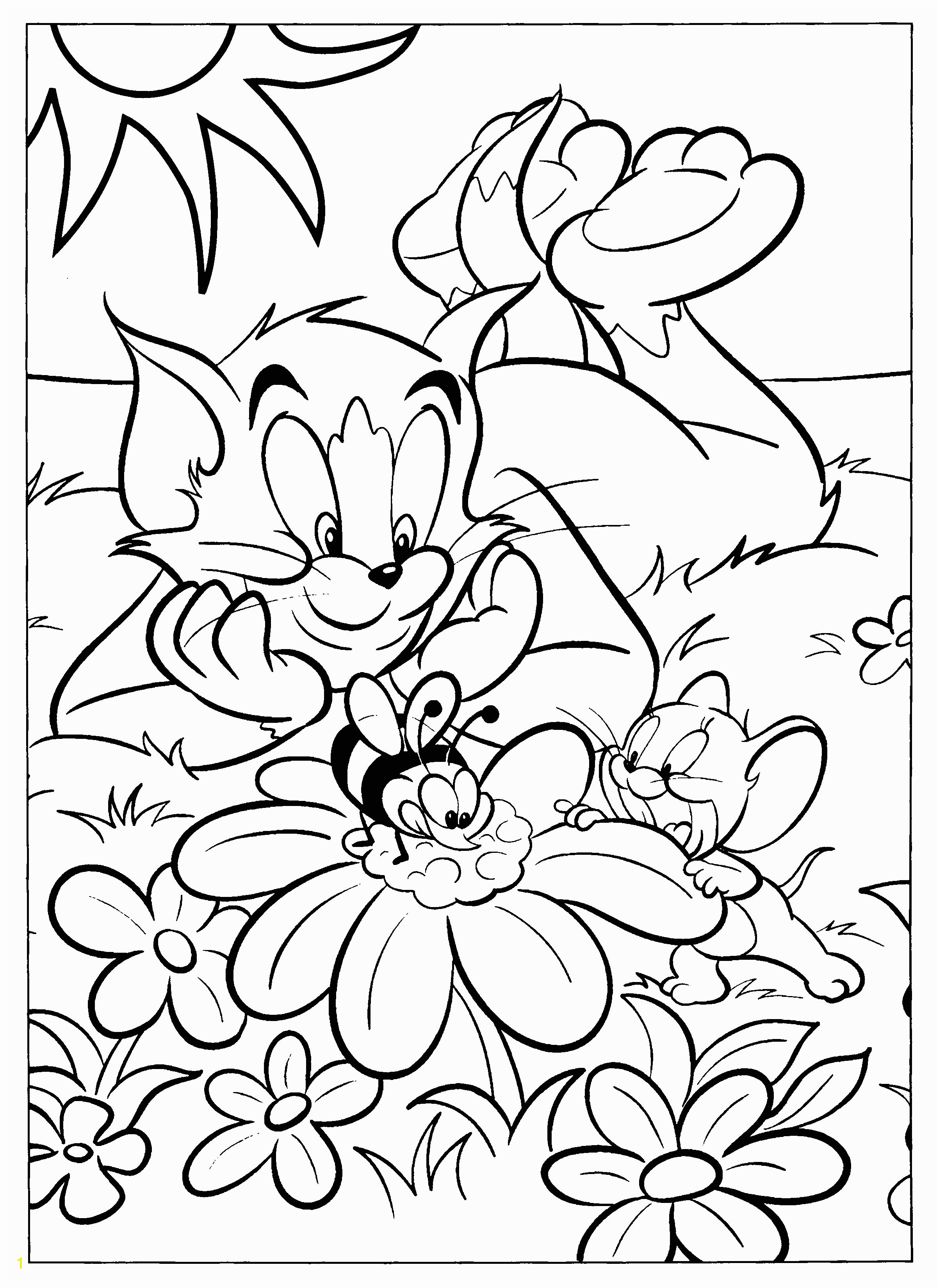 Tom And Jerry Coloring Simple Full Page Coloring Pages