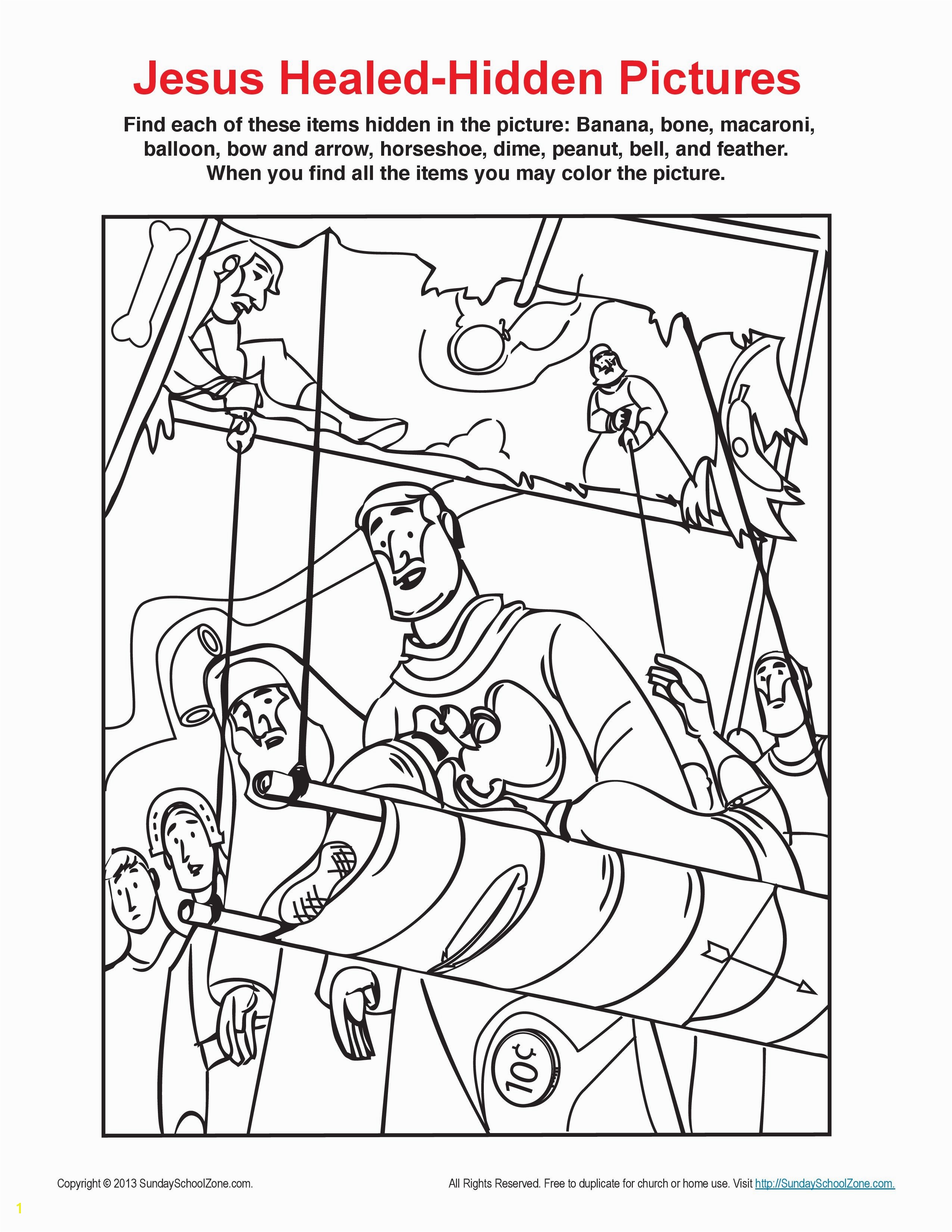 Jesus Heals A Paralytic Coloring Page Jesus Healed the Paralytic Hidden