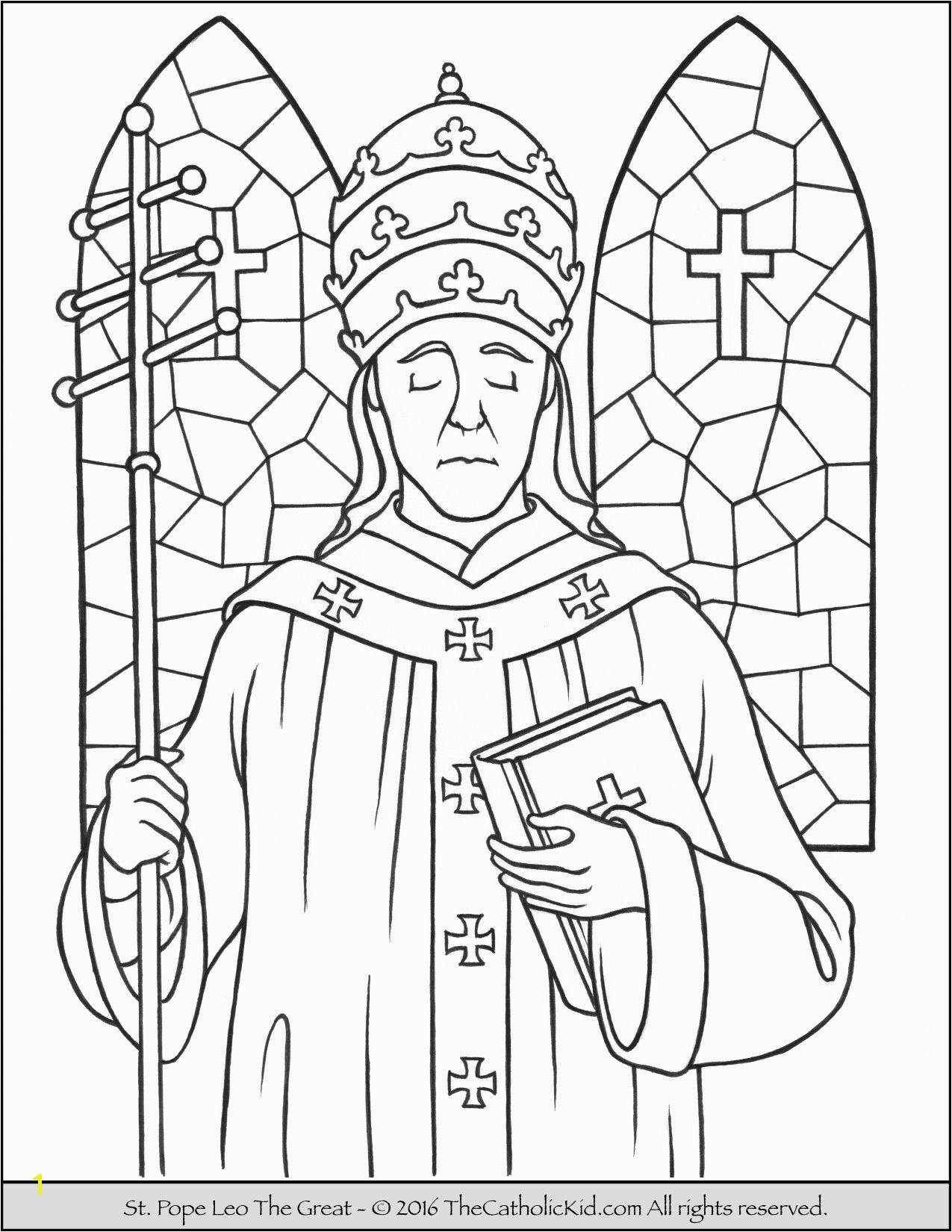 Saint Pope Leo the Great Coloring Page The Catholic Kid