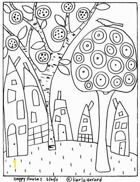 Karla Gerard Coloring Pages Elegant Rug Hooking Craft Paper Pattern Happy Houses Folk Art Abstract