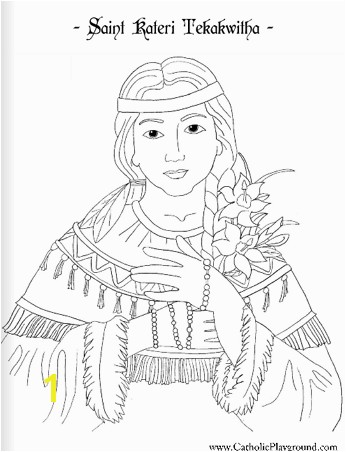 Kateri Tekakwitha Coloring Page Saint Kateri Tekakwitha Catholic Coloring Page Feast Day is July