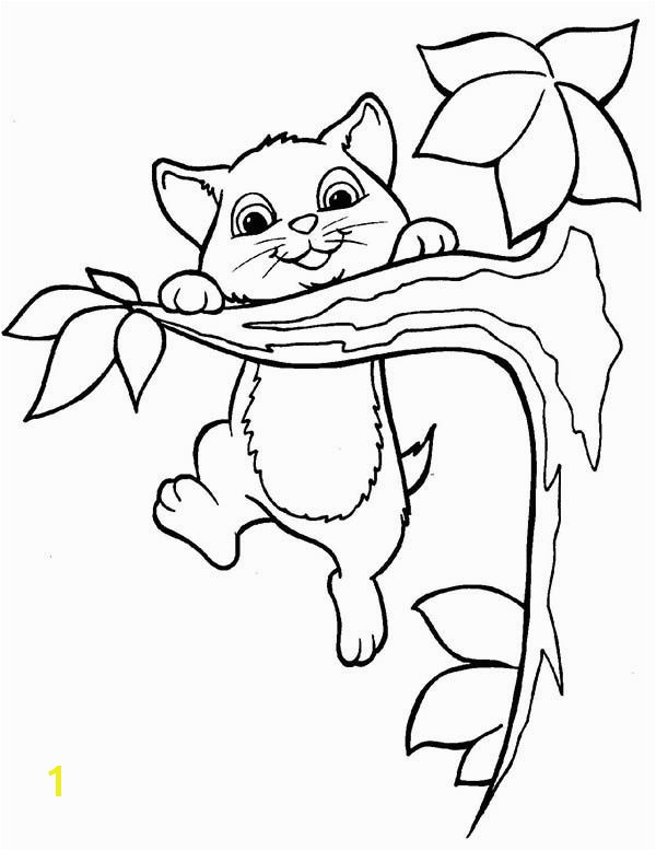 Kitty Cat Coloring Pages to Print Kitty Cat This Active Kitty Cat Playing On A Tree Branch Coloring