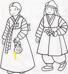 Korean Hanboks coloring pages