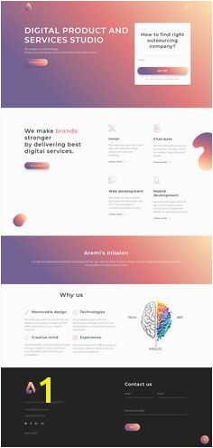 Creative modern gra nt landing page design of aremiudio