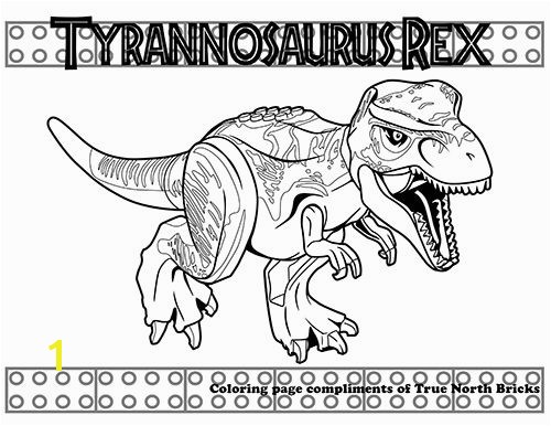 This LEGO T rex coloring page and many more available at truenorthbricks