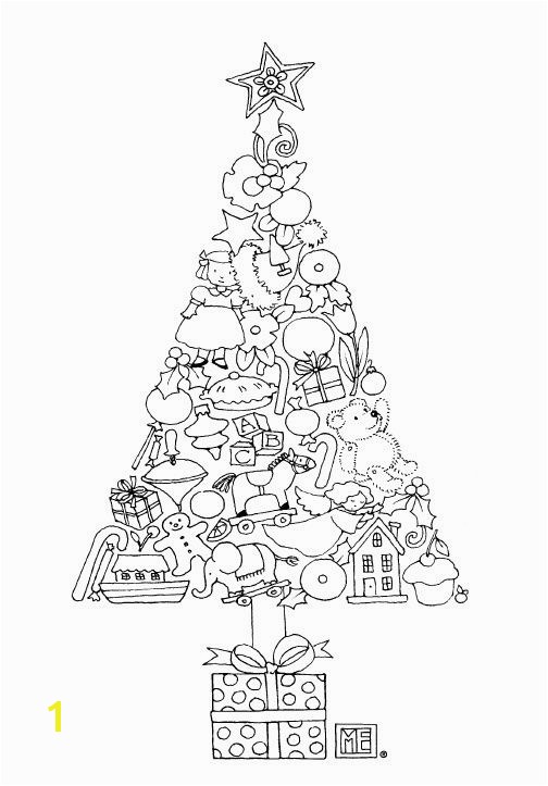 Tree of Ornaments free coloring page from Mary Engelbreit No link attached