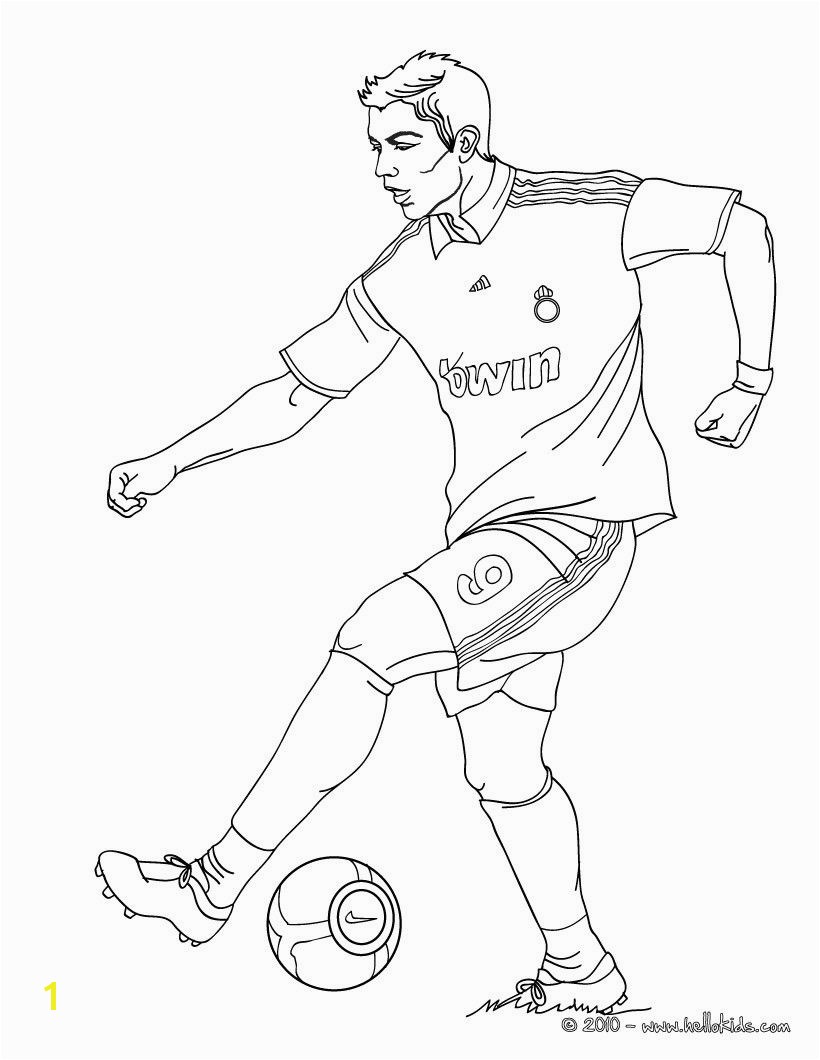 Christiano Ronaldo playing soccer coloring page