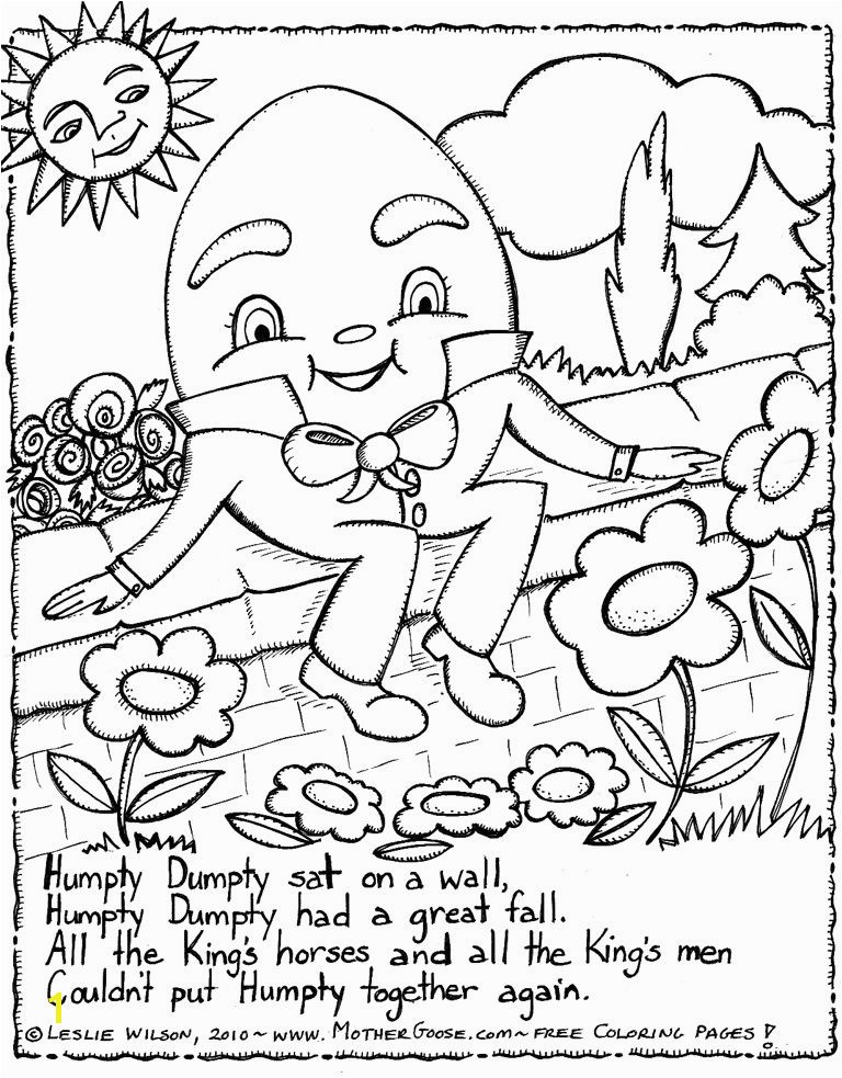 Mother Goose Coloring Pages Free Printable Humpty Dumpty Kids Rhymes to Colour Free Colouring Pages