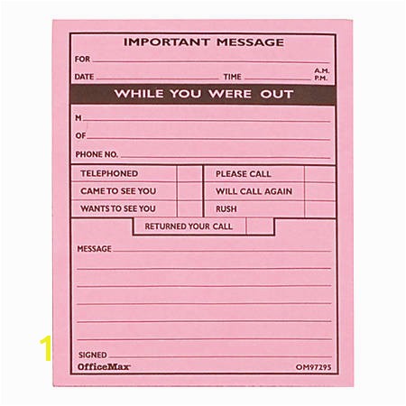 Officemax Color Printing Cost Per Page Ficemax Message Pads 4 14 X 5 12 1 Message Per Page 50 Sheets Pink