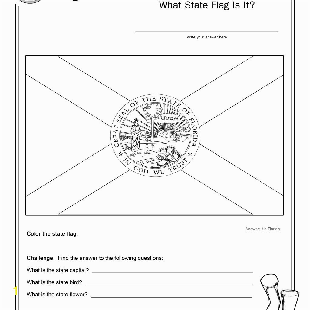 Coloring Page State Flag Florida Printable Worksheet Surviving the Oregon Trail