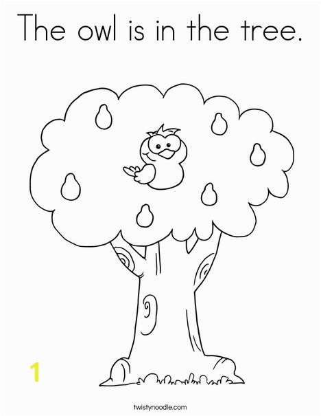 Tree with Owl Coloring Page