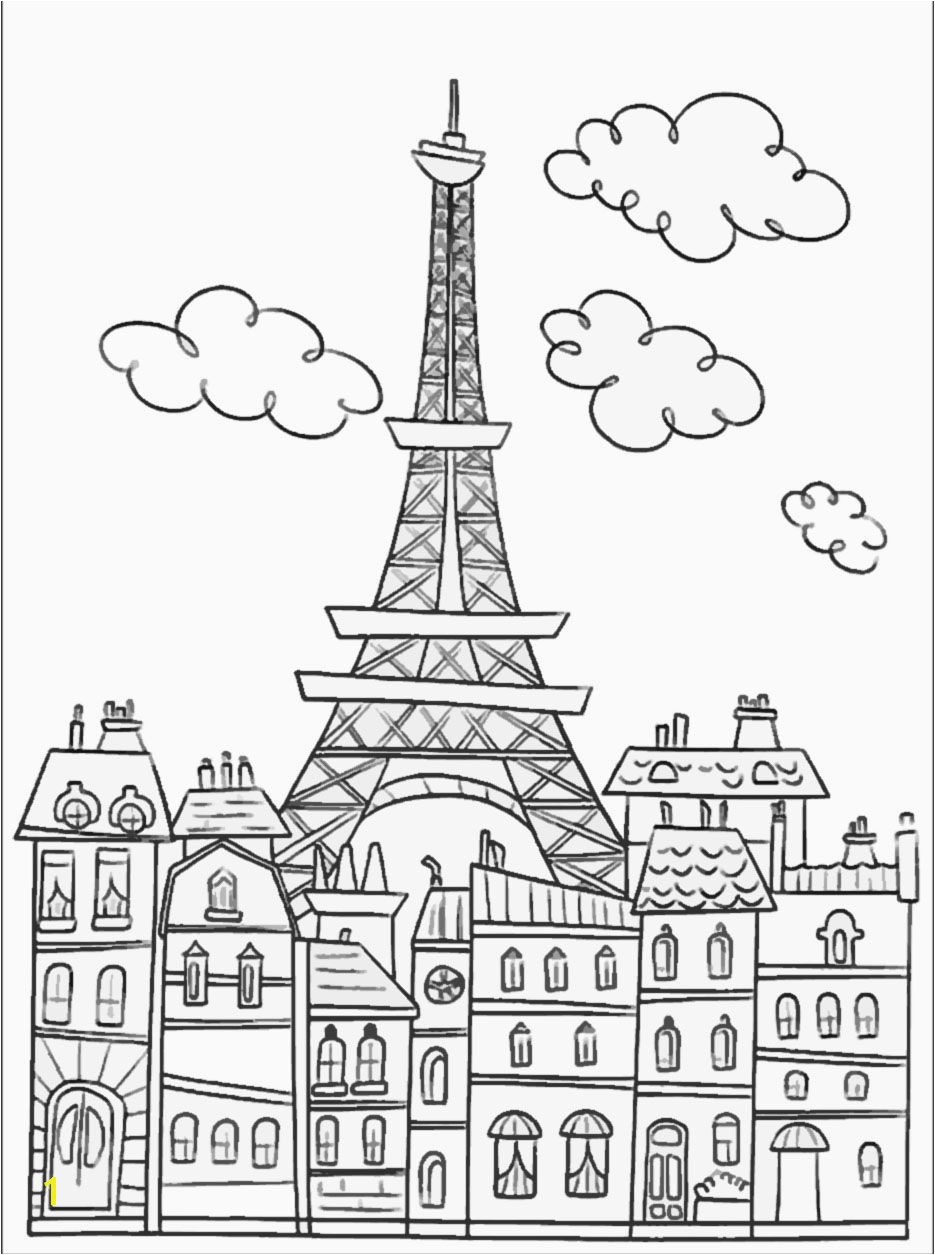 Paris Coloring Pages for Adults Paris Buildings & Eiffel tower Cute Coloring Page to On