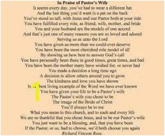 Honor your Pastor s wife with “In Praise of Pastor s Wife ” the definitive Pastor s Wife appreciation poem beautifully engraved on this stunning