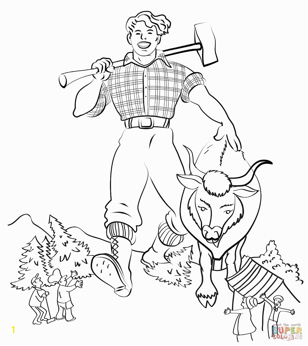 paul bunyan coloring sheet paul bunyan and babe the blue ox coloring page