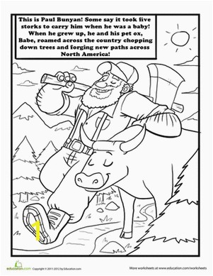 Paul Bunyan and Babe Coloring Page Paul Bunyan Coloring Page Reading for 1st Grade Pinterest