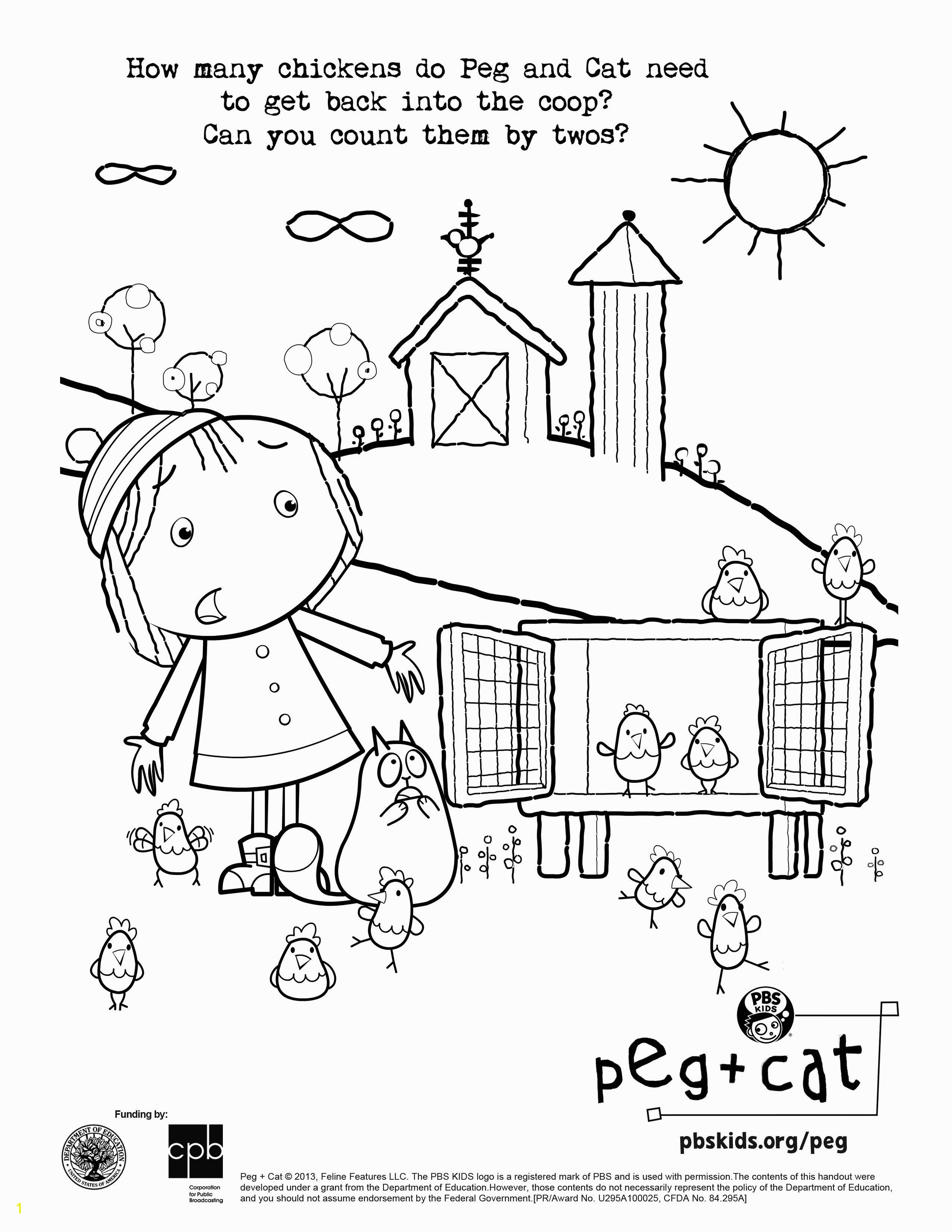 Can you help Peg Cat count by twos Fun coloring activity sheet