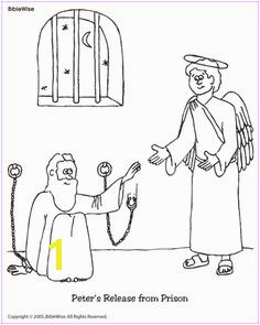 Peter Is Miraculously Released From Prison coloring page This coloring page will help you prepare your Sunday school lesson on Acts on the Bible story of