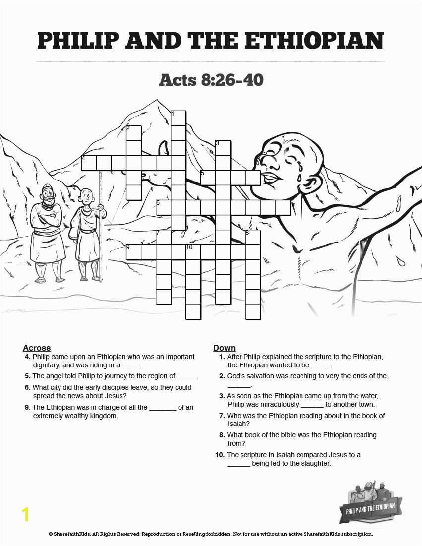 Acts 8 Philip and the Ethiopian Sunday School Crossword Puzzles Your going to love watching your kids search Acts 8 to solve this Philip and the Ethiopian