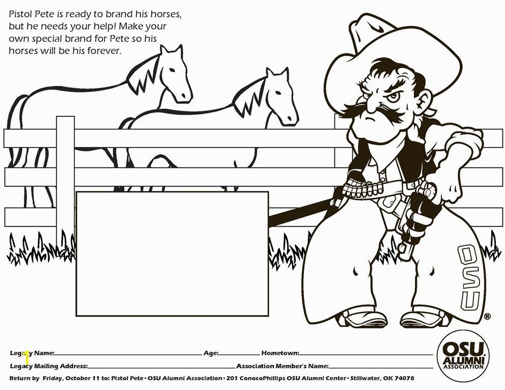 Pistol Pete Coloring Page Oklahoma Coloring Pages
