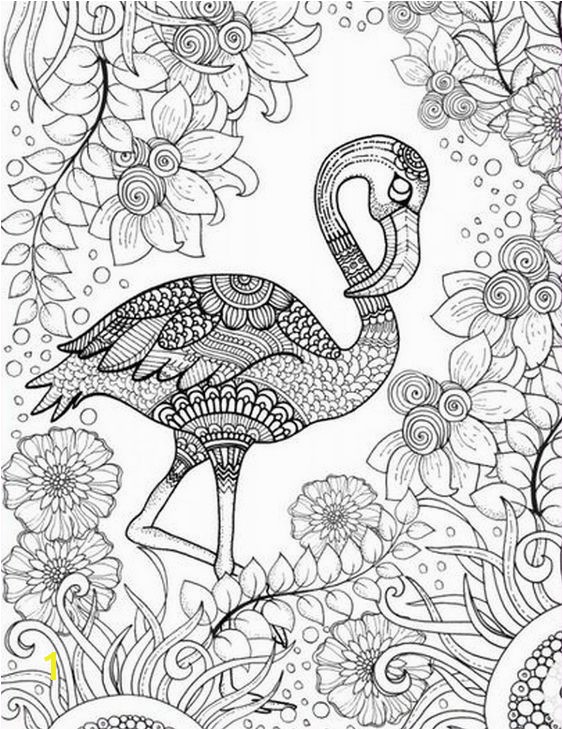 Free printable adult coloring page of pink Flamingo bird