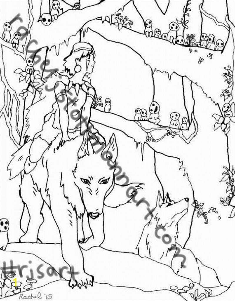 Princess Mononoke Coloring Pages plete Guide Example within Princess Mononoke Coloring Pages