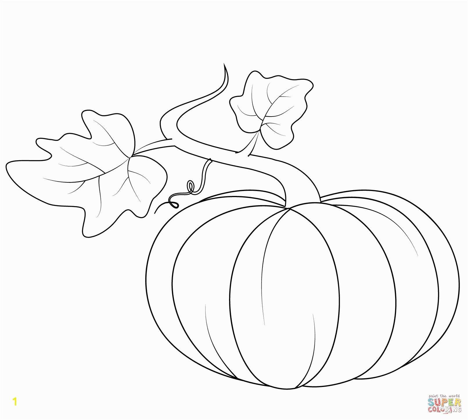 the Pumpkin with Leaves coloring pages
