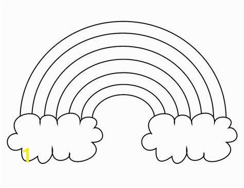 Rainbow and Clouds Coloring Page Extra Rainbow Template Full Page Printout