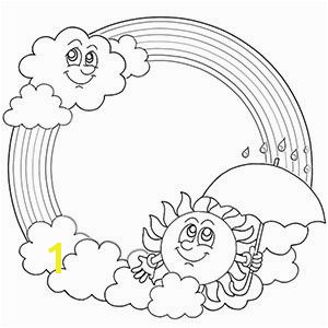 Rainbow and Sun Coloring Page