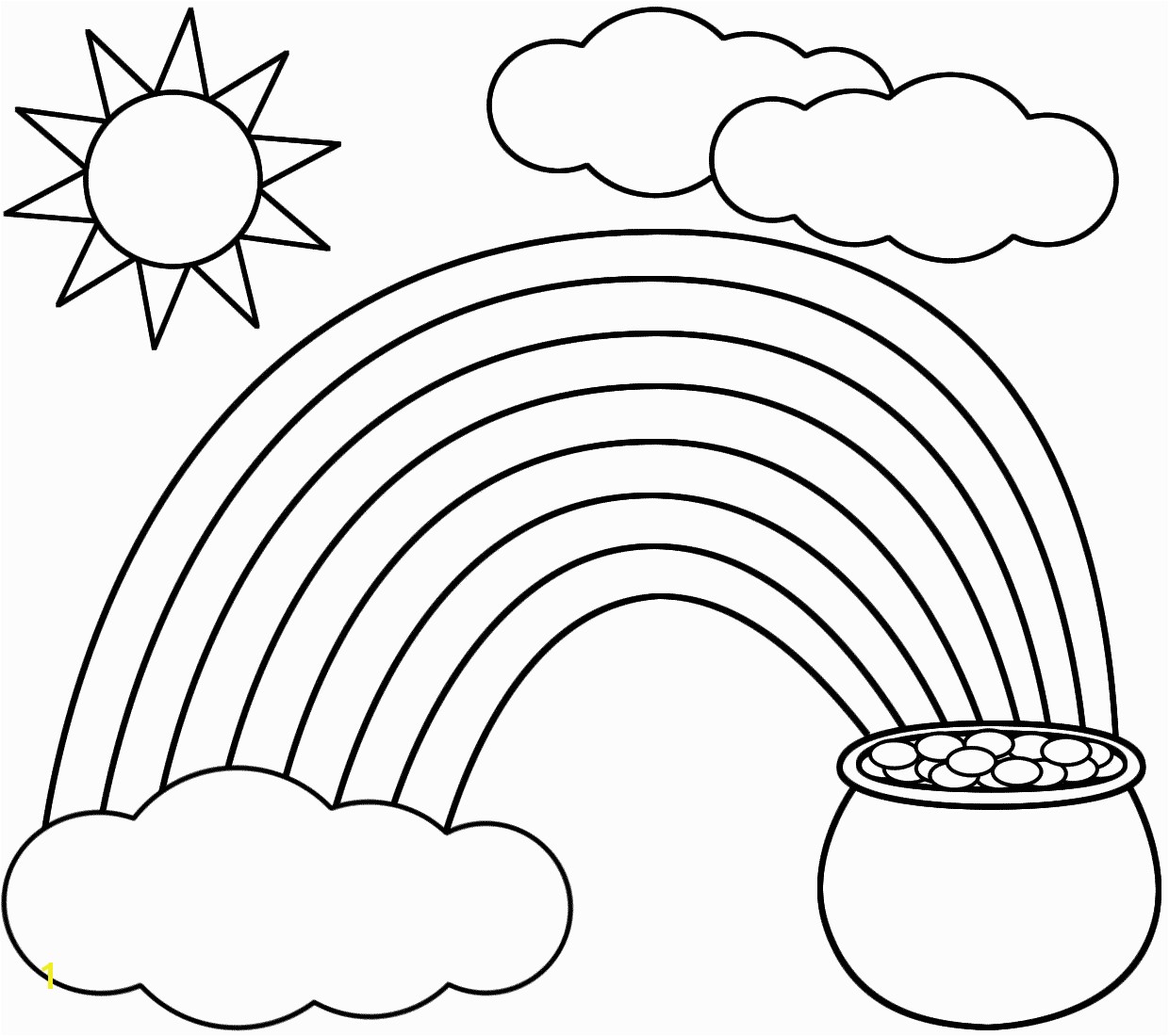 Rainbow Coloring Page Kids dream of rainbows with pots of gold at the end Free printable