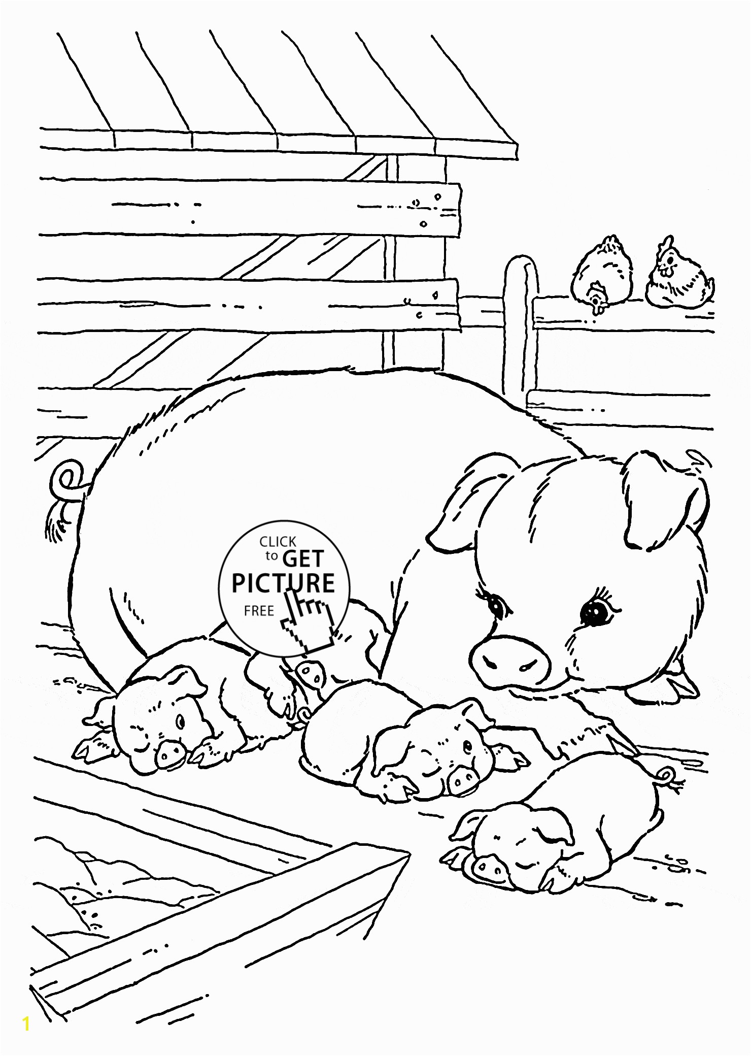 Cute Pigs coloring page for kids animal coloring pages printables free