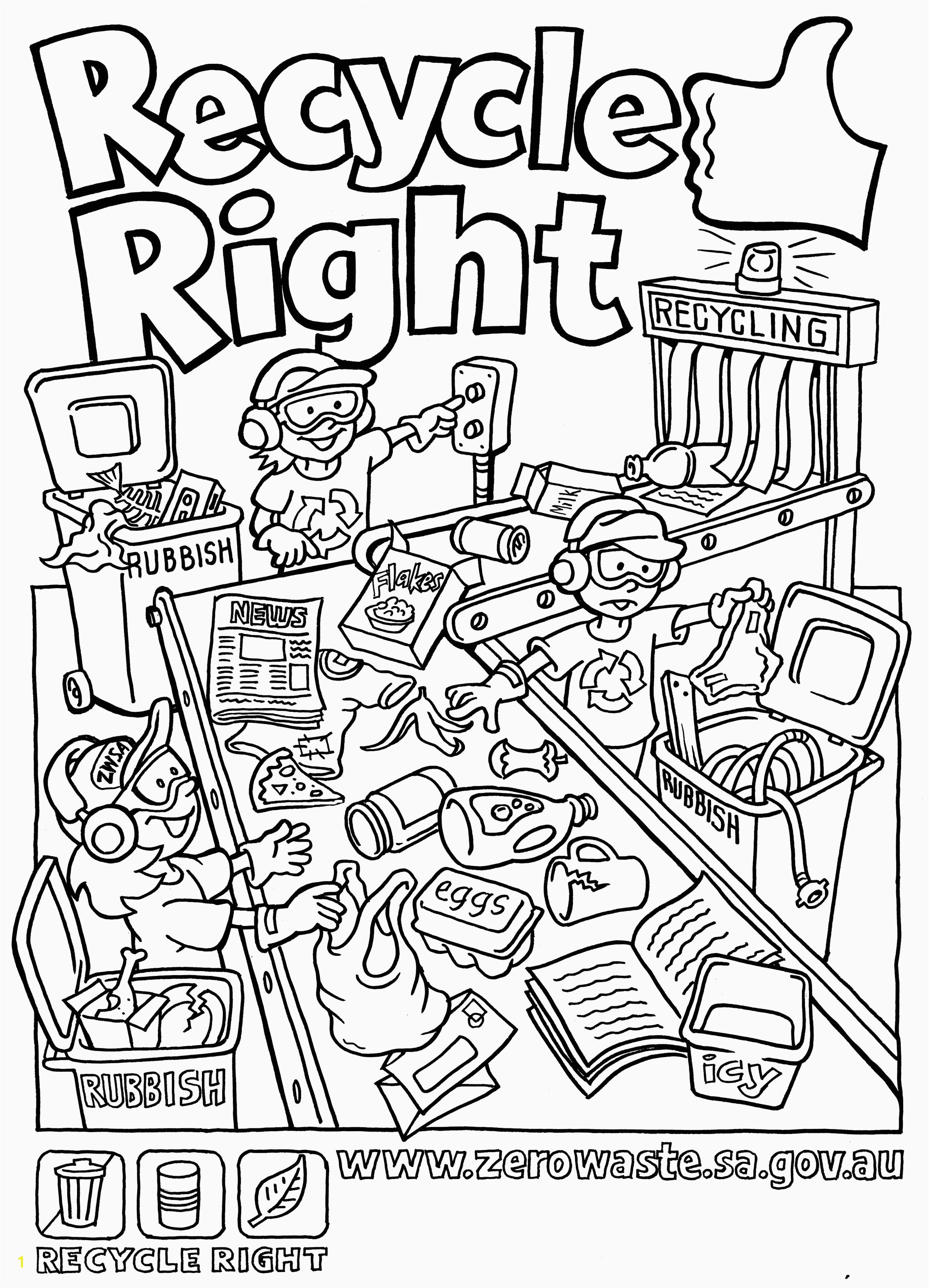 Recycling Coloring Pages For Kids Garbage Can Coloring Pages