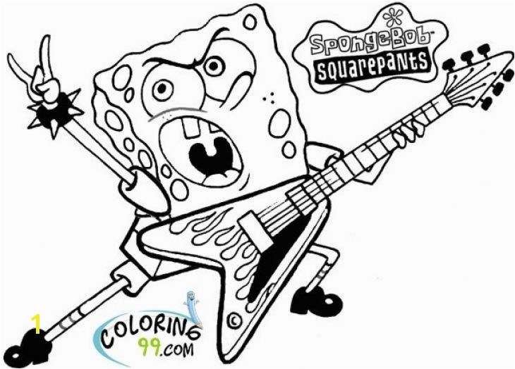 Printable Spongebob Squarepants Be ing A Rockstar Coloring Page