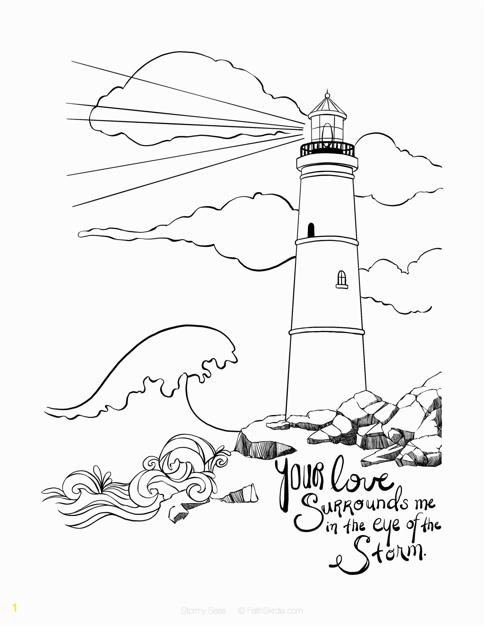 Lighthouse Coloring Pages Even In Stormy Seas Your Love Surrounds Me Romans 8 28 Bible