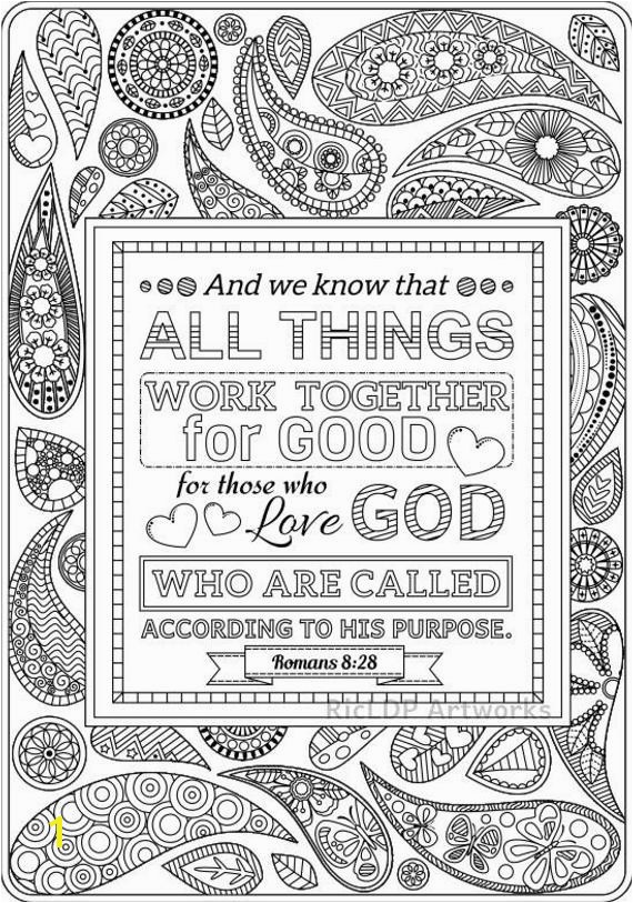 Two Bible Coloring Pages Romans 8 28 and Romans 2 12 Scripture Colouring Sheets Christian Doodles Digital Download