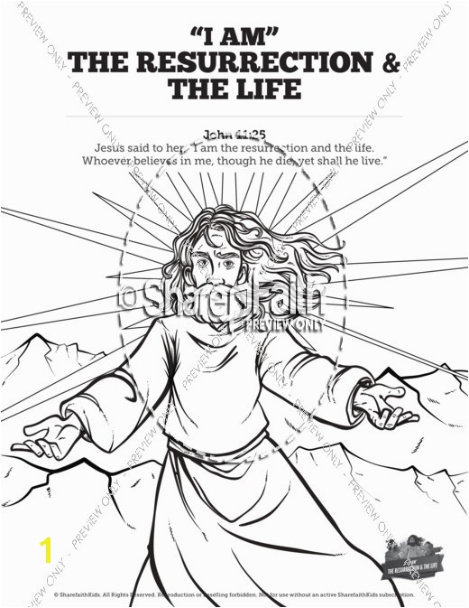 John 11 I am the Resurrection and the Life Sunday School Coloring Pages