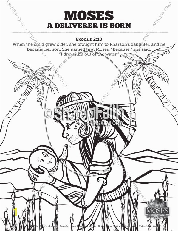 Exodus 2 Baby Moses Sunday School Coloring Pages
