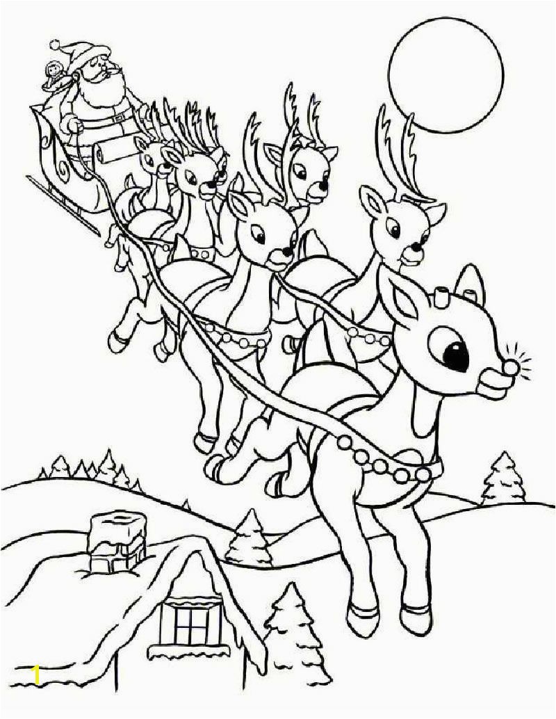 Rudolph and Santa Sleigh coloring page