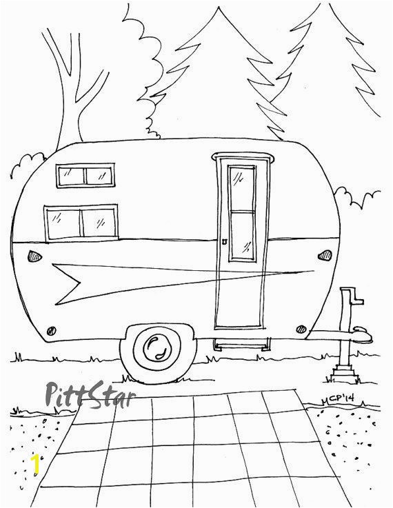 Rv Coloring Pages Instant Download Vintage Arrow Travel Trailer Printable Adult