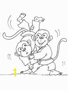 Cartoon Monkey Slamming Cartoon monkeyJudoColoring Pages