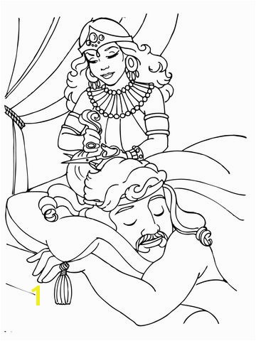 Delilah Cutting Samson s Hair Coloring page