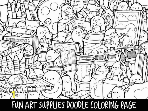 Selling Coloring Pages On Etsy Art Supplies Doodle Coloring Page Printable Cute Kawaii