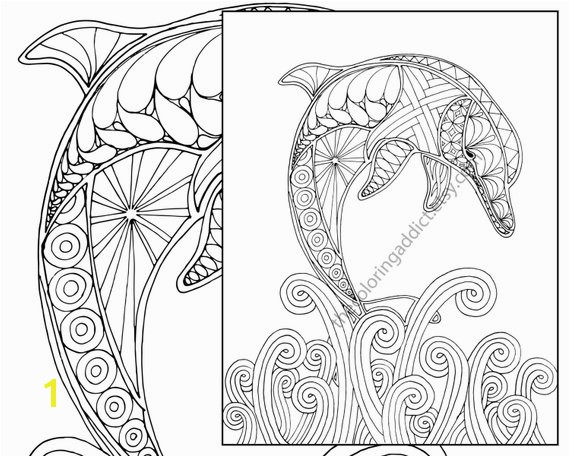 Selling Coloring Pages On Etsy Dolphin Coloring Page Adult Coloring Sheet Nautical